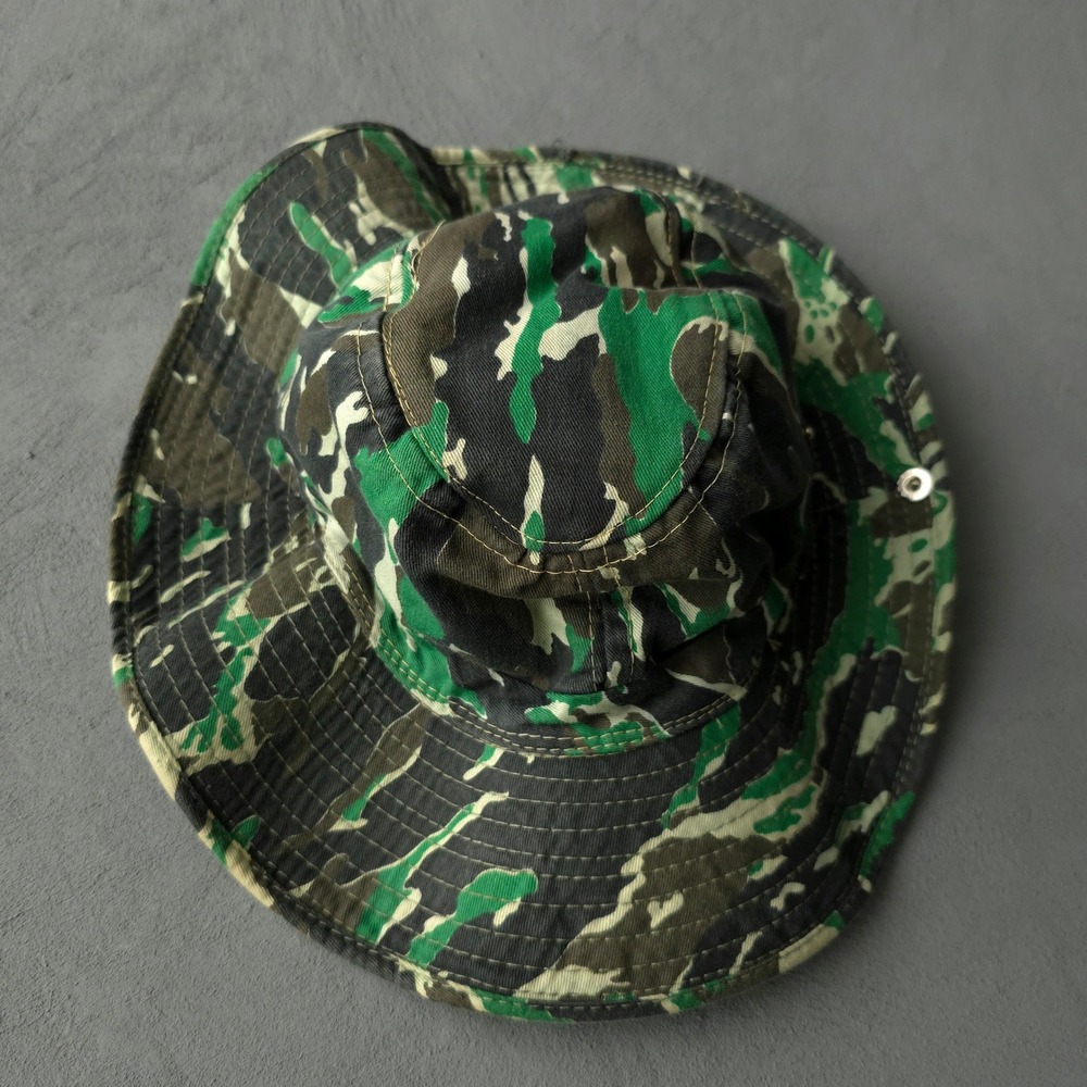 Vintage Tiger Stripe Camo Green Boonie Hat Sun Bucket Hat